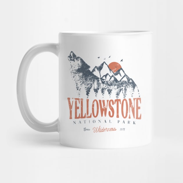 Yellowstone US National Park Wolf Mountains Adventure Vintage by Fitastic